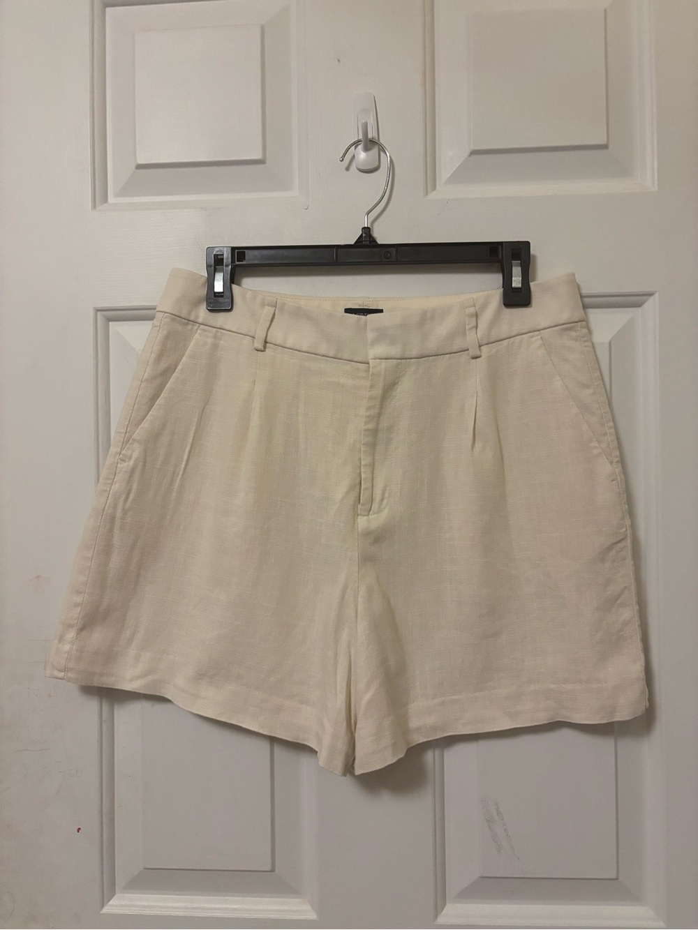 J. Crew Cream Linen High-Rise Bermuda Shorts